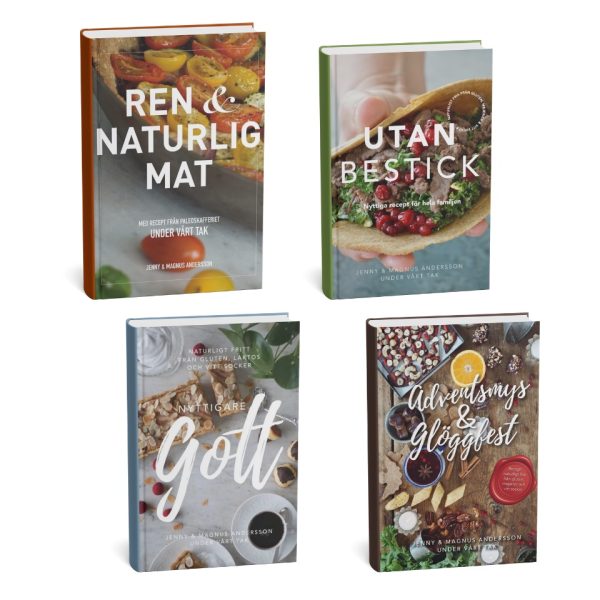 Bokpaket med fyra kokböcker inom nischen Paleo.